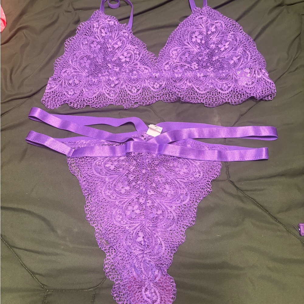 Purple Lace Bralette and Panty Set